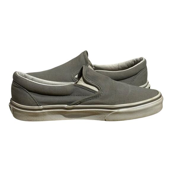 Vans Classic Slip On Light Gray Canvas Sneakers Women's 9 Skate Shoes - Picture 7 of 8